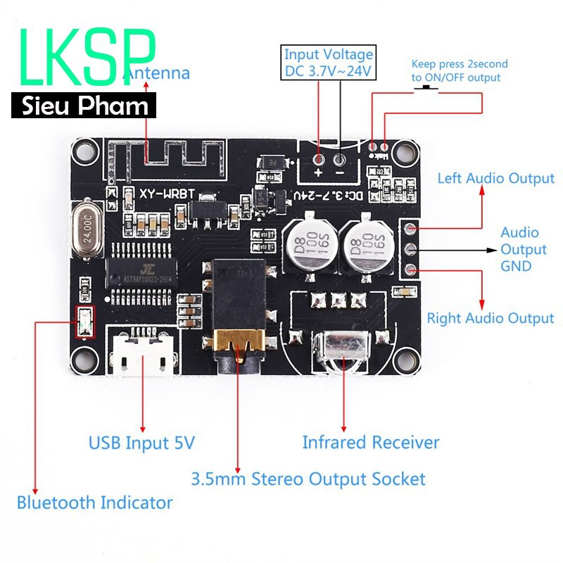 Module Khuếch Đại Âm Thanh Bluetooth 5.0 XY-WRBT Có Remote