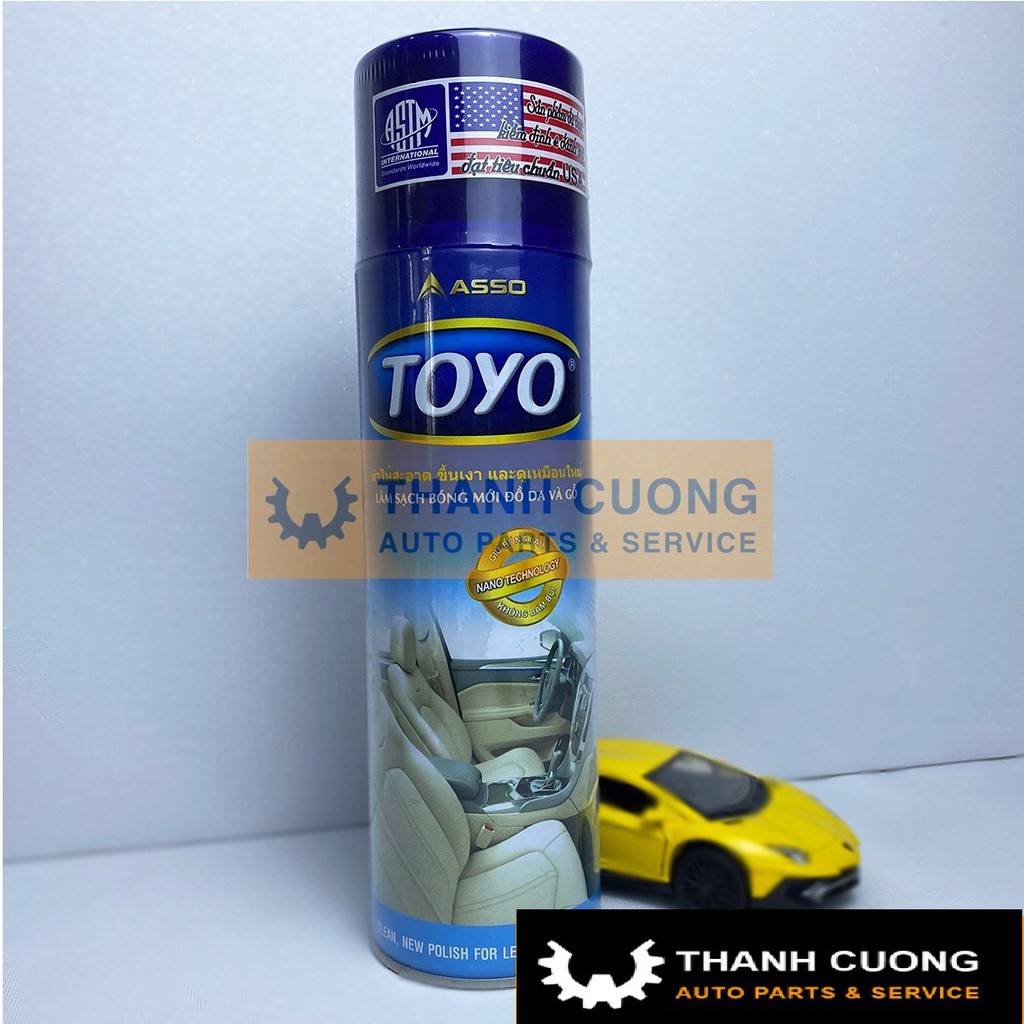 Chai xịt  nội thất đánh bóng da, nhựa , vỏ xe TOYO 500 ml