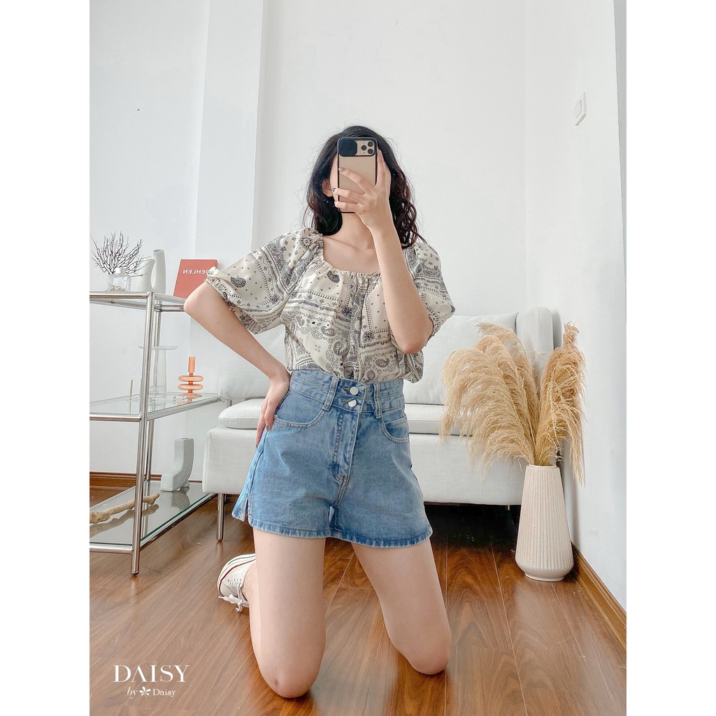 1301064 - Ao voan họa tiết trễ vai kèm dây buộc | BigBuy360 - bigbuy360.vn