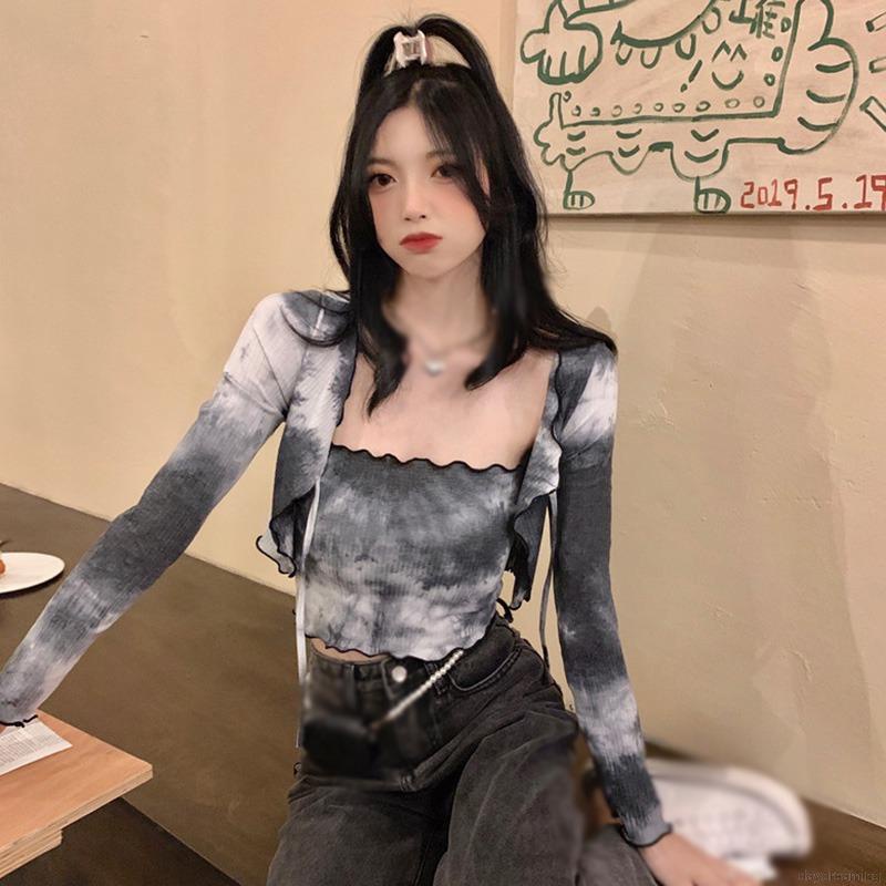 Áo Khoác Lửng Màu Nhuộm Thời Trang Mùa Thu Cho Nữ