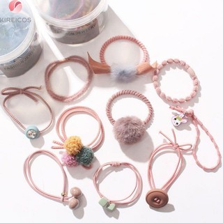 Set 10 Dây Cột Tóc Buộc Tóc Cúc Áo Hàn Quốc Cao Cấp