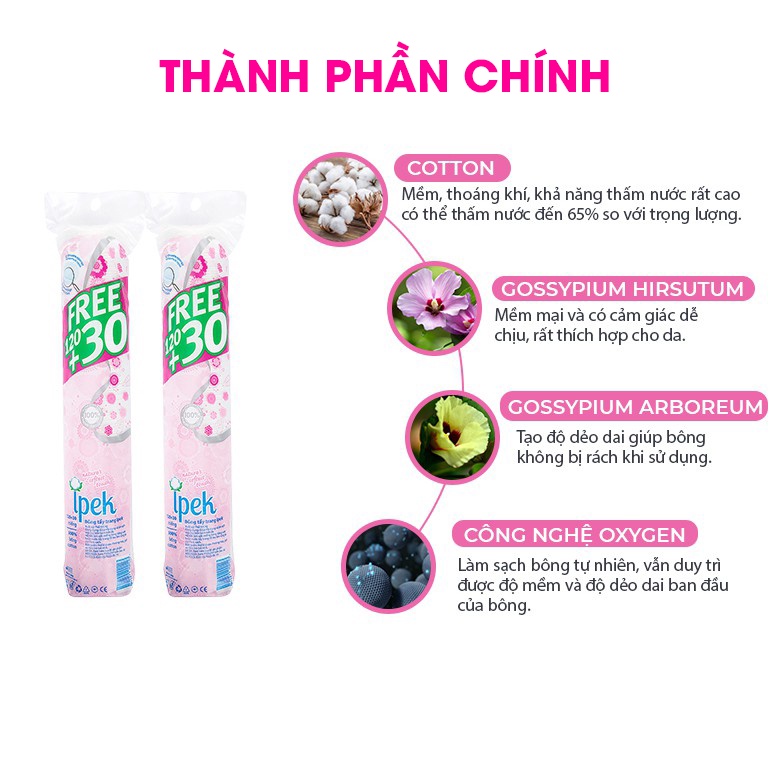 Bông Tẩy Trang Ipek 150 Miếng Cotton Pads A Cosmetics