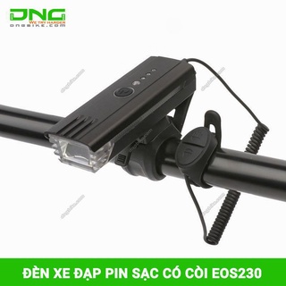 Đèn pha xe đạp pin sạc có còi eos230