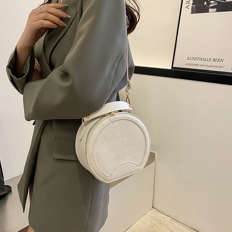 Túi đeo chéo IELGY hình tròn khóa kéo tùy chọn màu sắc đơn giản cho nữ