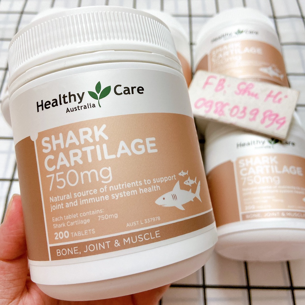 Viên uống sụn vi cá mập healthy care shark cartilage 750g 200 viên úc, hỗ trợ xương khớp, cân bằng nội tiết