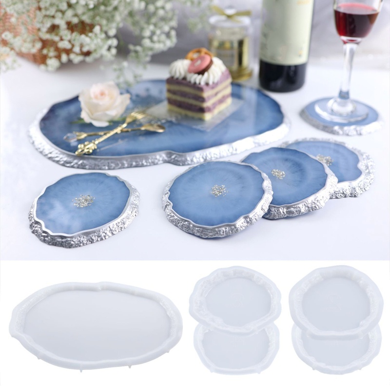 Set 5 Khuôn Silicon Làm Đế Lót Ly Bằng Resin Epoxy Độc Đáo Diy