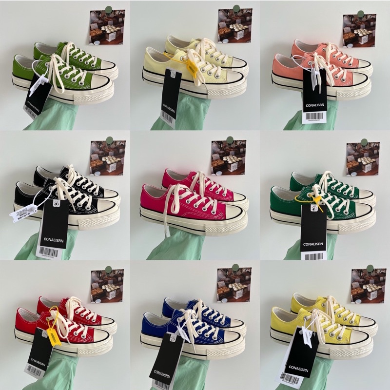 Giày CONAEISRN bản cổ thấp full bảng màu - giày đặt 15 ngày mới có hàng - sẵn xanh 39, đen 36,40, hồng 36