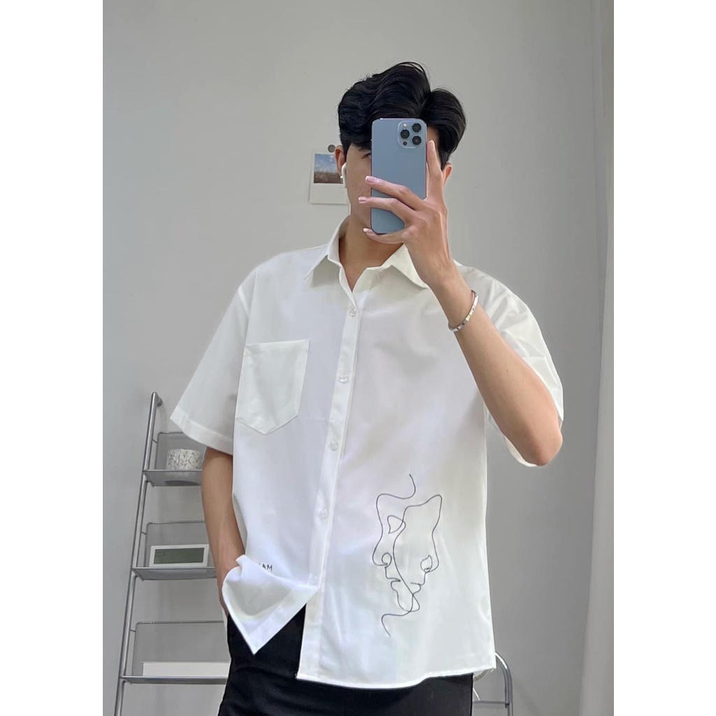 ÁO SƠMI HOẠ TIẾT 2235 CHUOTCONG OFFICIAL (Trắng,Đen,Kem)