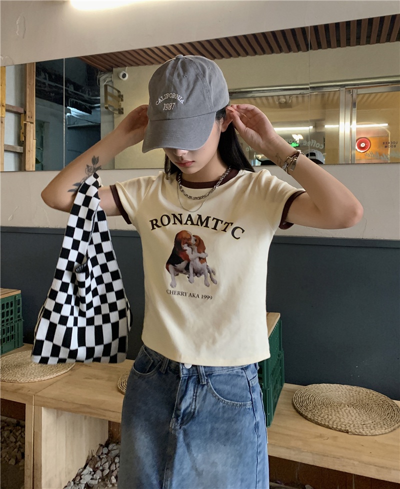 Áo Thun Nữ Tay Ngắn In Hình Cún Dễ Thương 51493