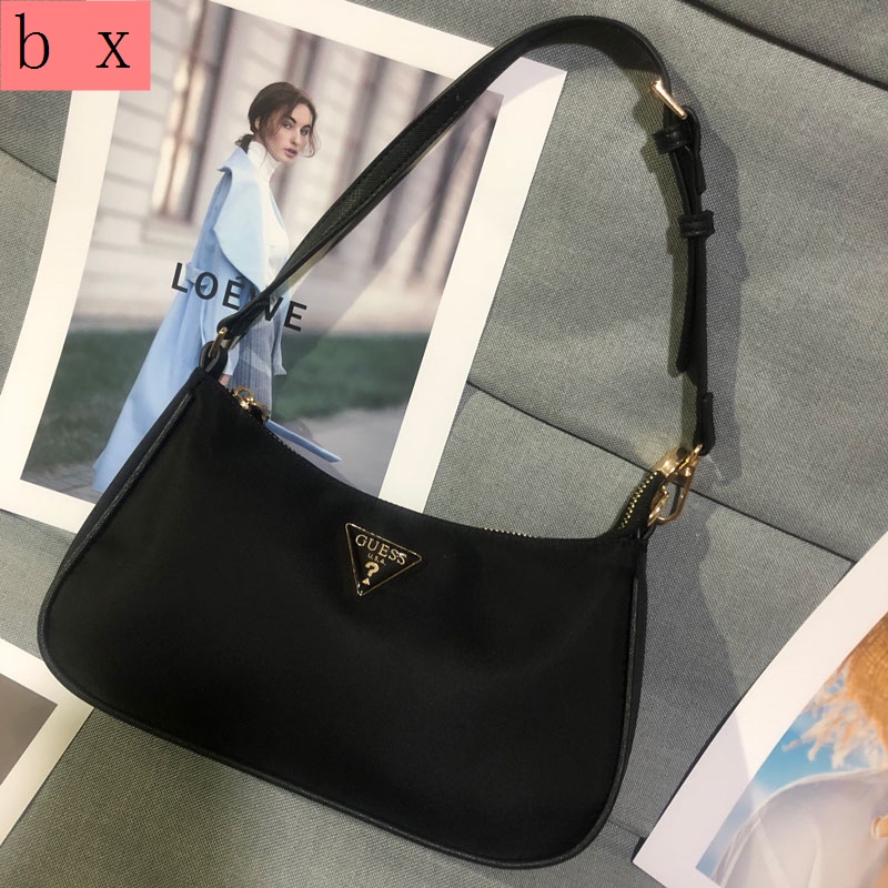 Túi Đeo Vai/Xách Tay Hình Tam Giác Bằng Nylon Màu Trơn Đơn Giản Phong Cách Âu Mỹ Thời Trang Cho Nữ gues2021