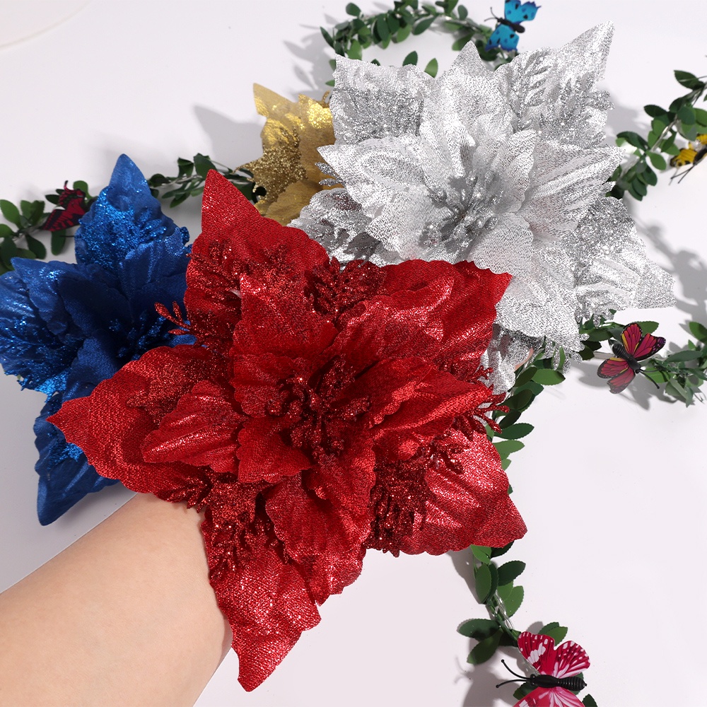 Hoa Giả Nhiều Lớp 18cm Trang Trí Cây Thông Giáng Sinh