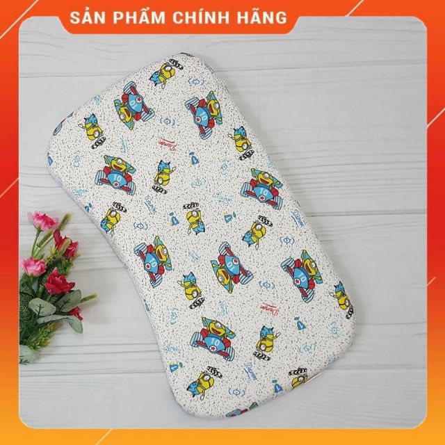 Gối cao su non cho bé size to [ vỏ cotton, ruột cao su lõm] êm, thoáng mồ hôi, không bị bẹp đầu