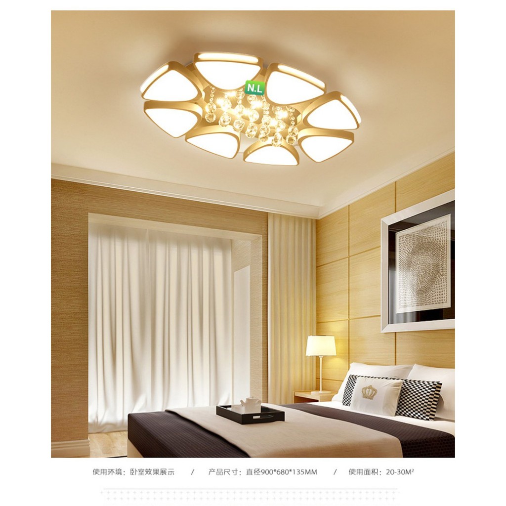 Đèn led trang trí ốp trần - Đèn ốp trần phòng khách đơn giản, phong cách hiện đại mâm mika