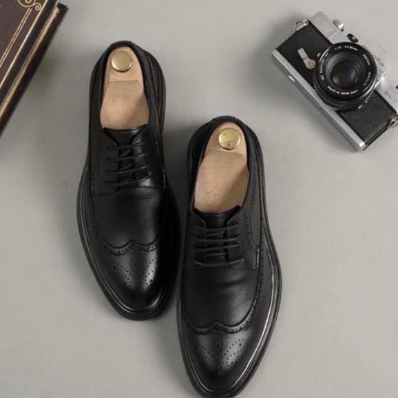 Giày Derby Wingtip da bò thật tăng chiều cao công sở CK028