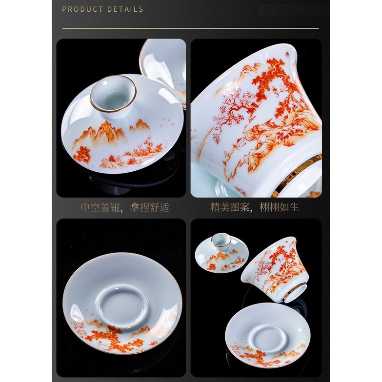 Chén Khải Tiềm Trà Bằng Sứ Trắng Bạch Định Thấu Quang (Dung Tích 180 ml)