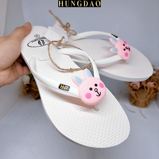 Dép quai kẹp nữ HD đính sticker thỏ hồng đẹp mang đi biển nhiều màu sắc có size lớn