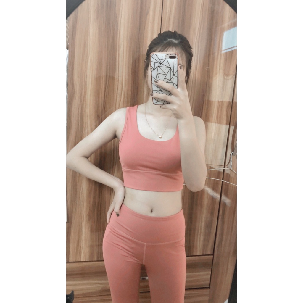 Bộ tập Gym nữ quần Legging áo Bra khóa Lưng chất đẹp chống sốc áo vest tập thể dục Yoga Aerobic TT001