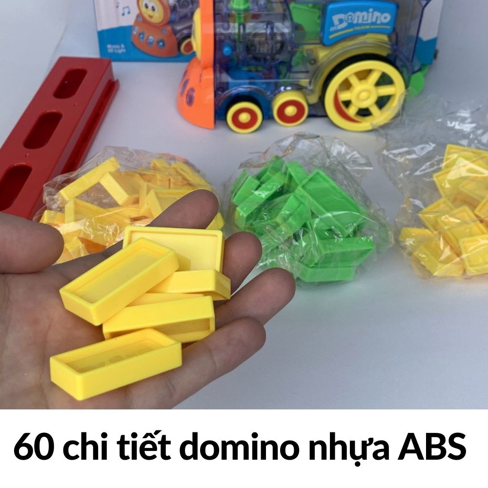 Đồ chơi tàu hỏa tự động xếp domino chạy pin 63 chi tiết cho bé mã 53514