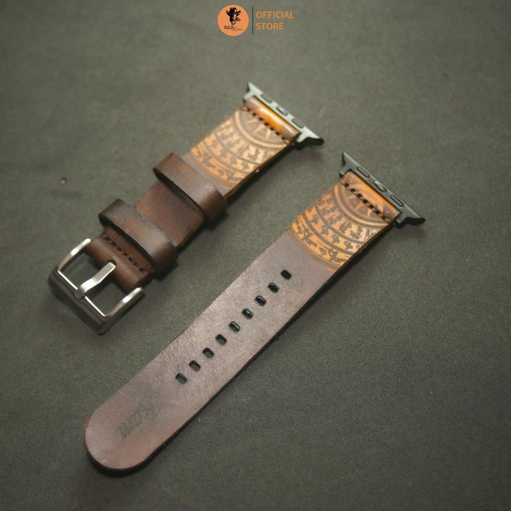 Dây Đồng Hồ AW 2,3,4,5,6,7,8, AW Ultra Da Bò Thanh Lịch - RAM Leather Simple trống đồng nâu đỏ