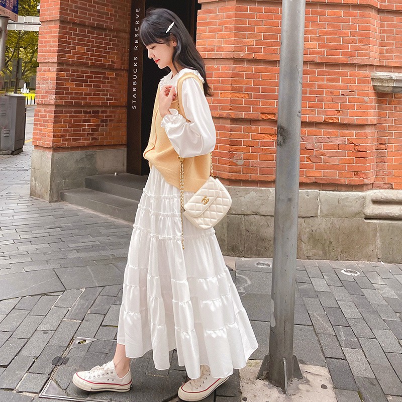 [XU HƯỚNG 2021] Chân Váy Midi 2 Lớp Lưng Cao Màu Trơn Thiết Kế Tối Gian,Thanh Lịch Cho Nữ | BigBuy360 - bigbuy360.vn