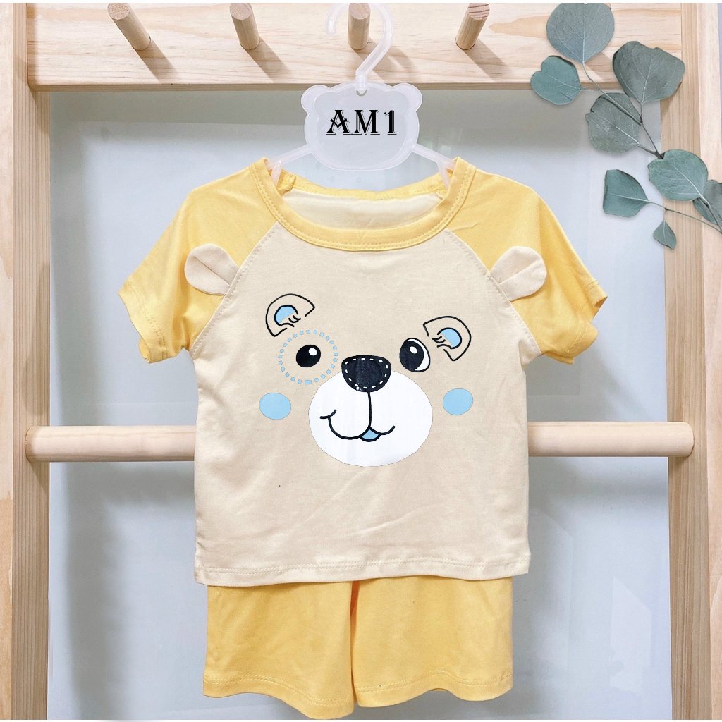 Đồ bộ cộc tay cho bé trai và bé gái chất thun lạnh AM653 , quần áo trẻ em cho bé từ sơ sinh đến 16kg