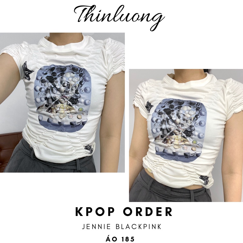 Áo thun tee trắng sao biển giống Jennie Blackpink A11