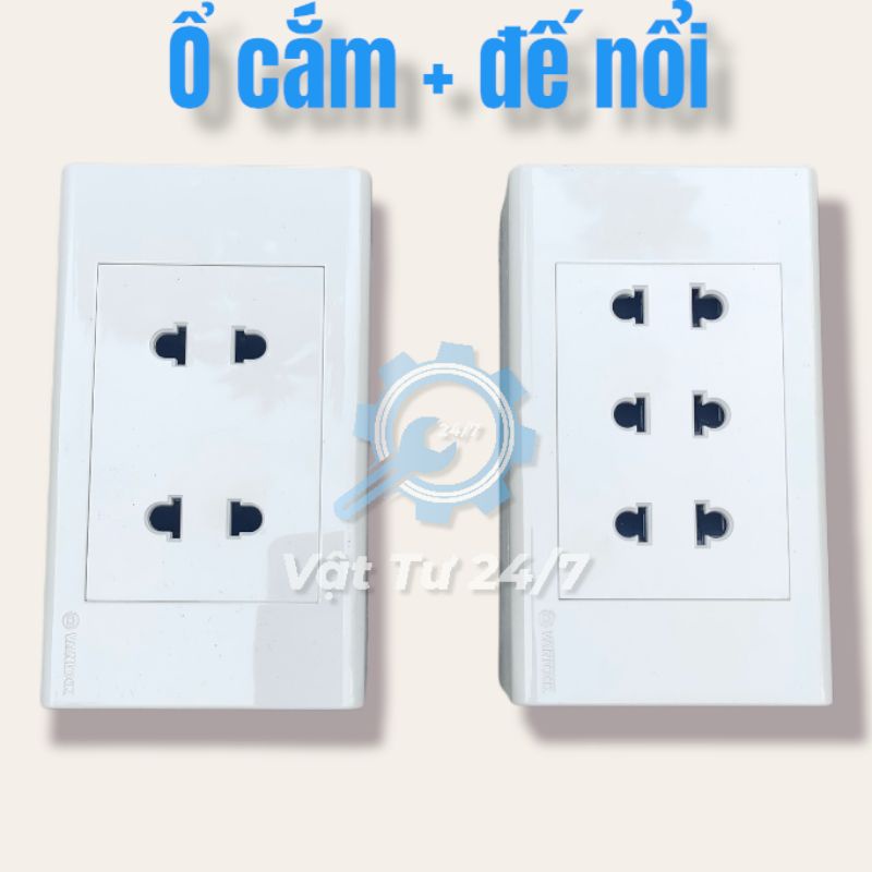 Ổ cắm 2 lỗ 3 lỗ ốp nổi gắn tường Sino Vanlock S18 bao gồm đế nổi