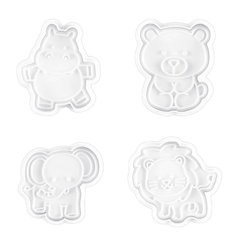 Set 4 khuôn nhựa làm bánh hình các con vật đáng yêu