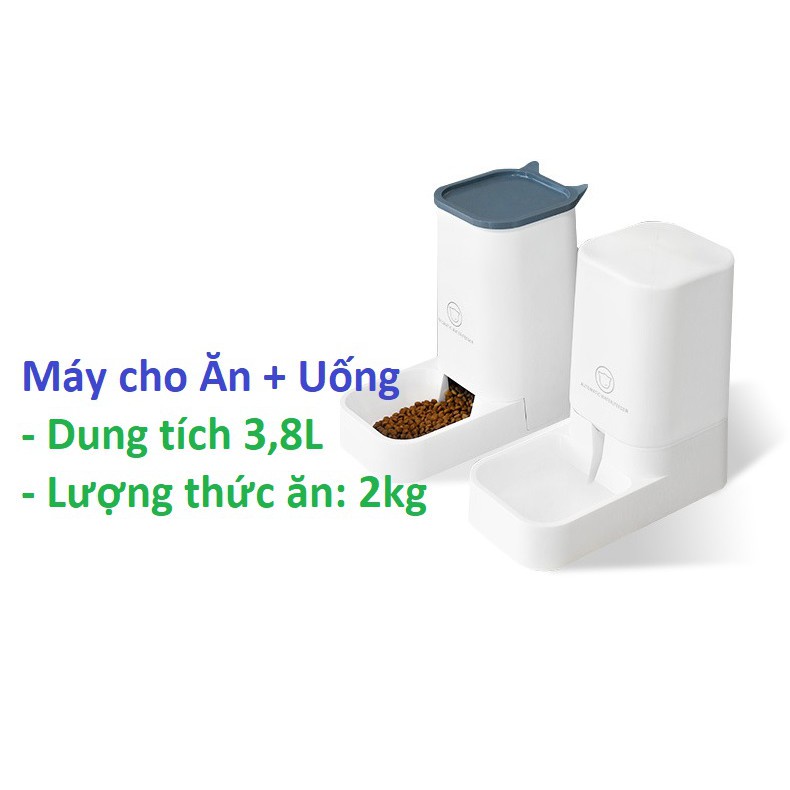 Máy cho chó mèo ăn uống bán tự động dành cho chó mèo lớn Loại có bồn chứa 3,8 lít- Bộ Bát cho chó mèo ăn và uống/