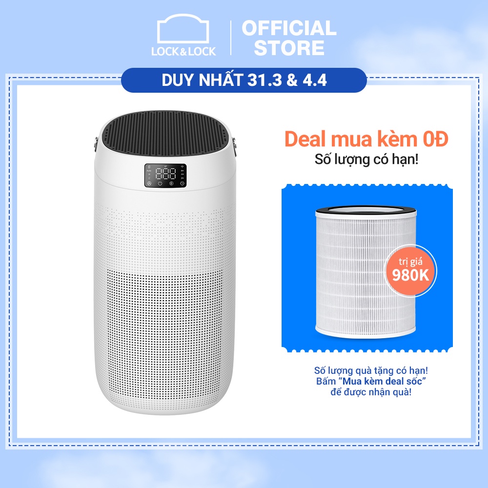 [Mã ELLOCKWL5 giảm 10% đơn 500K ] Máy lọc không khí Lock&amp;Lock Air Purifier - màu trắng - ENP124WHT