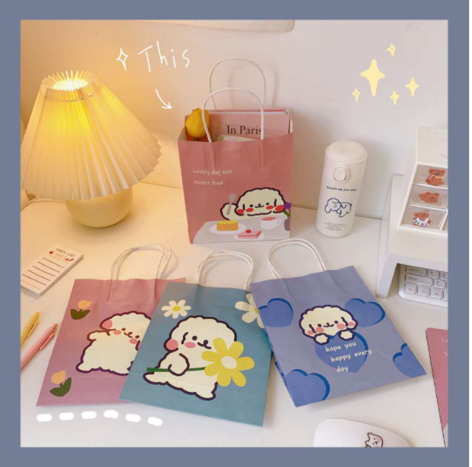 TÚI GIẤY HÌNH PHONG CÁCH HÀN QUỐC KRAFT  -  TÚI GIẤY HOẠT HÌNH - HÌNH ẢNH DỄ THƯƠNG, TÚI ĐỰNG QUÀ TẶNG A213