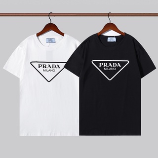 PRADA Áo thun cotton tay ngắn in hình thời trang