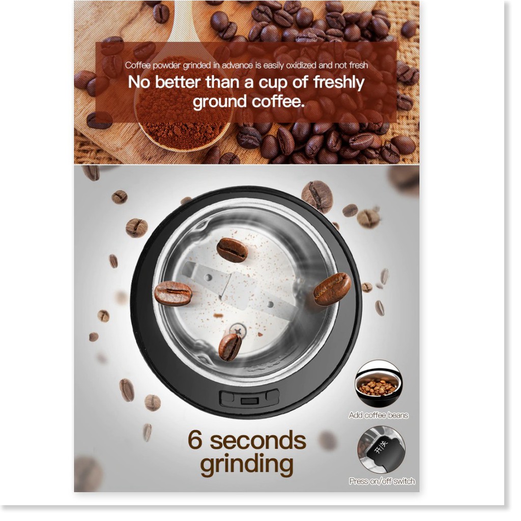 Máy xay cafe mini 💕XẢ TỒN💕 Máy xay cà phê tại nhà công suất lớn nghiền bột đa năng xay ngũ cốc 9585