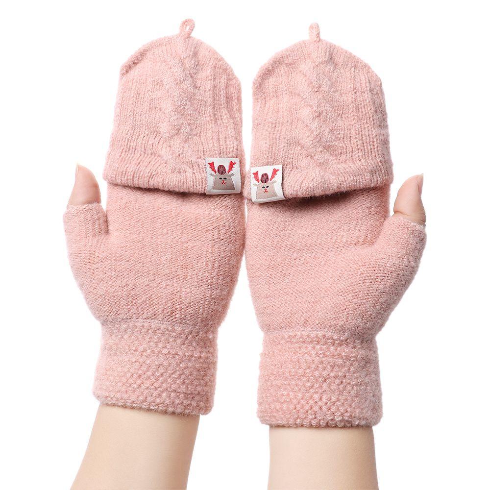 Găng Tay Dệt Kim Mềm Mại Dày Dặn Giữ Ấm Ngón Tay Cho Nam Nữ
