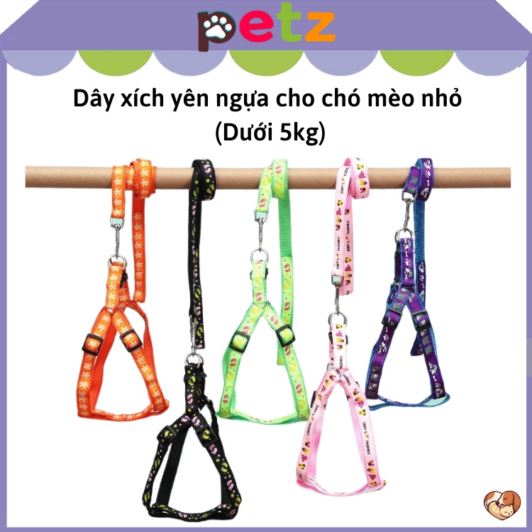 Dây xích yên ngựa cho chó mèo nhỏ (dưới 5kg) PETZ dây dắt thú cưng phụ kiện chó mèo