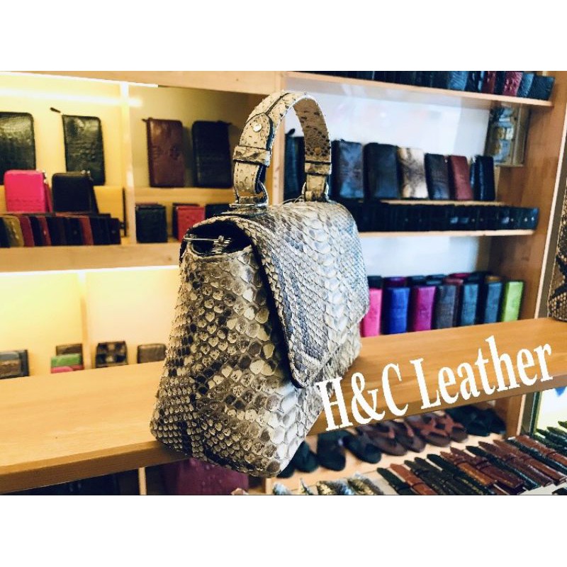 Túi xách 016B da trăn màu tự nhiên