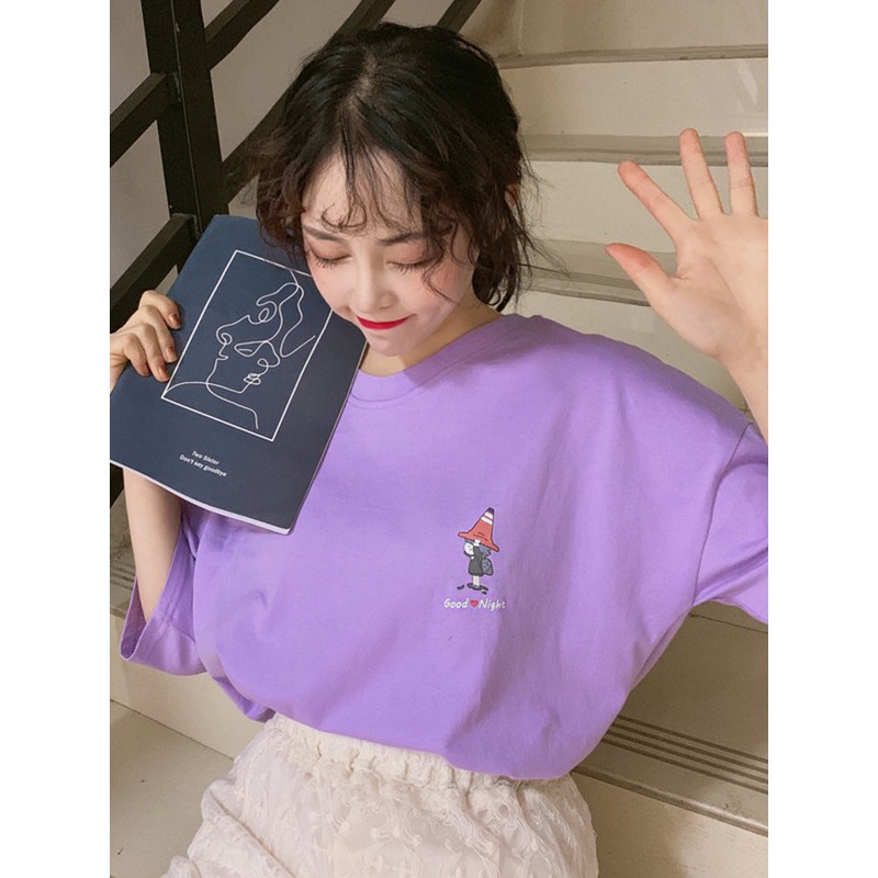 Áo thun tay lỡ UNISEX GOOD NIGHT kiểu dáng thời trang form 70kg A018