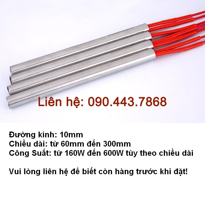 Điện trở đốt nóng, điện trở một đầu, thanh gia nhiệt phi 10, điện áp 220V