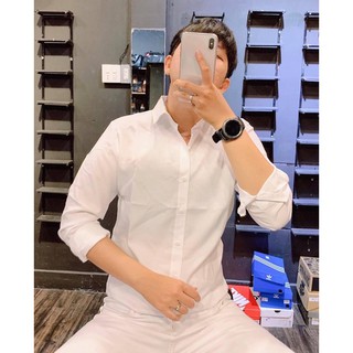 Áo Sơ Mi Nam Trắng Đen Trơn