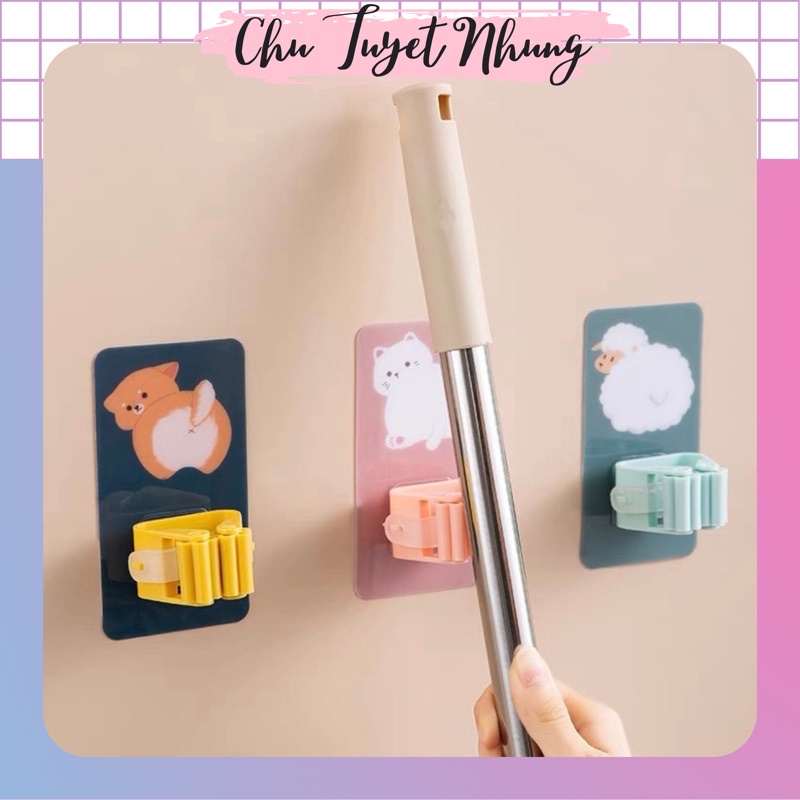 Móc treo chổi dán tường hình kute
