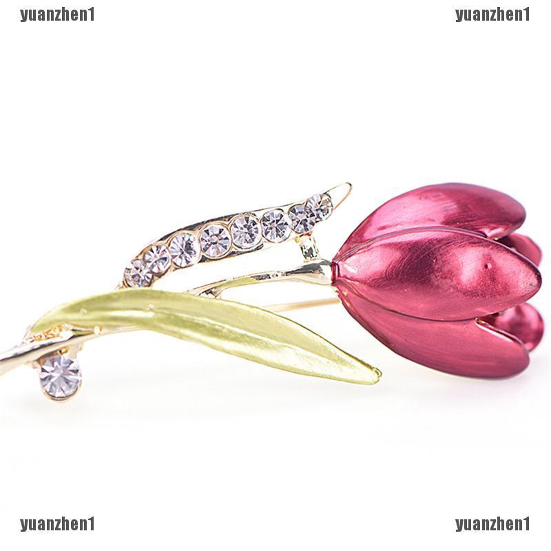 Ghim Cài Áo Hình Hoa Tulip Đính Đá Pha Lê Thanh Lịch