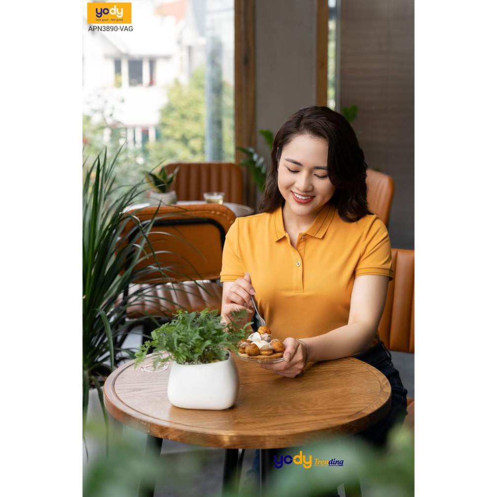 Áo Polo Nữ Café Bo Kẻ YODY Chính Hãng, Áo Thun Chất Liệu Thân Thiện, Thoáng Mát, Chống Tia UV Hữu Hiệu APN3890 🏆 ❕