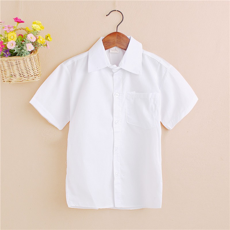 Áo Sơ Mi Trắng Tay Ngắn Và Quần Short Cho Bé 80-180cm