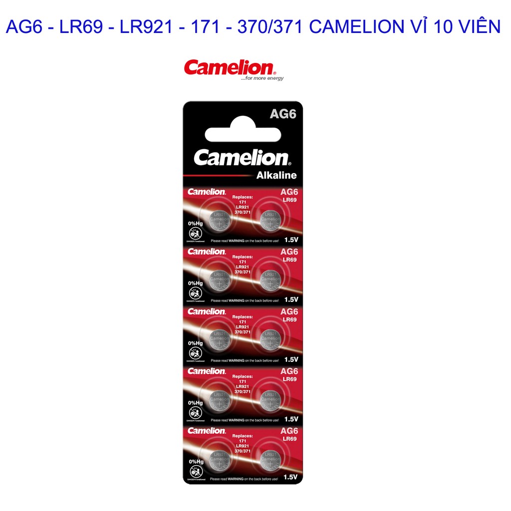 Vỉ 10 viên pin AG6 LR921 CAMELION thay pin đồng hồ đeo tay