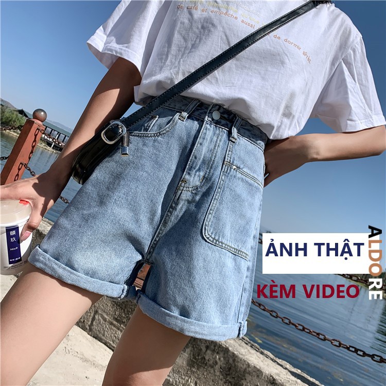 Quần short jean ngố lửng nữ ống rông Hàn Quốc Ullzzang MS112 | BigBuy360 - bigbuy360.vn