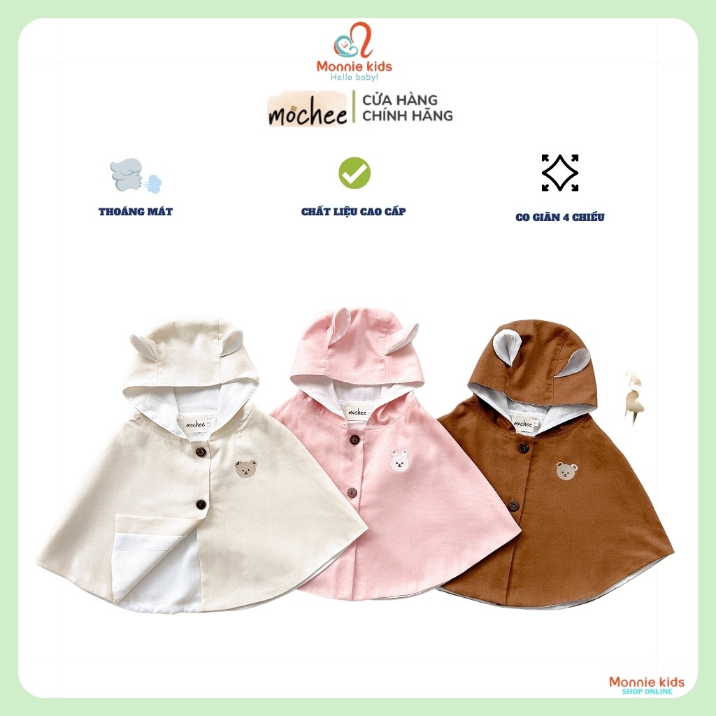 Áo choàng chống nắng cho bé Mochee, áo choàng poncho trẻ em co giãn 4 chiều - Monnie Kids