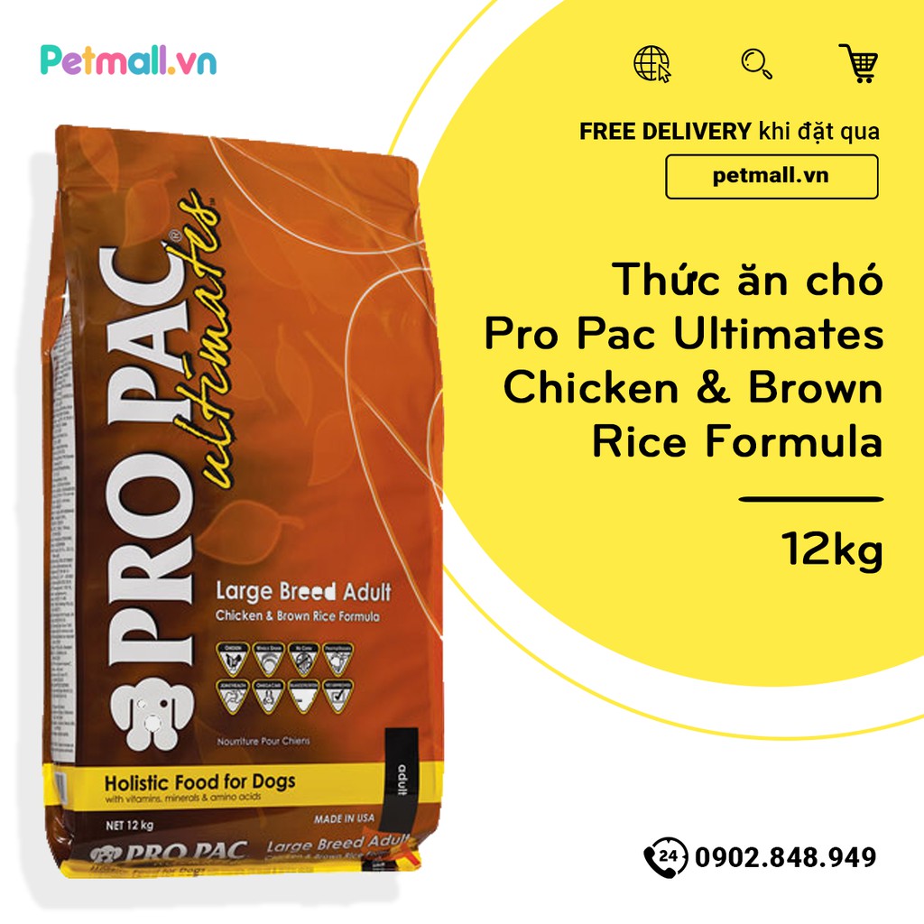 Thức ăn chó Pro Pac Ultimates Chicken & Brown Rice Formula 12kg ...