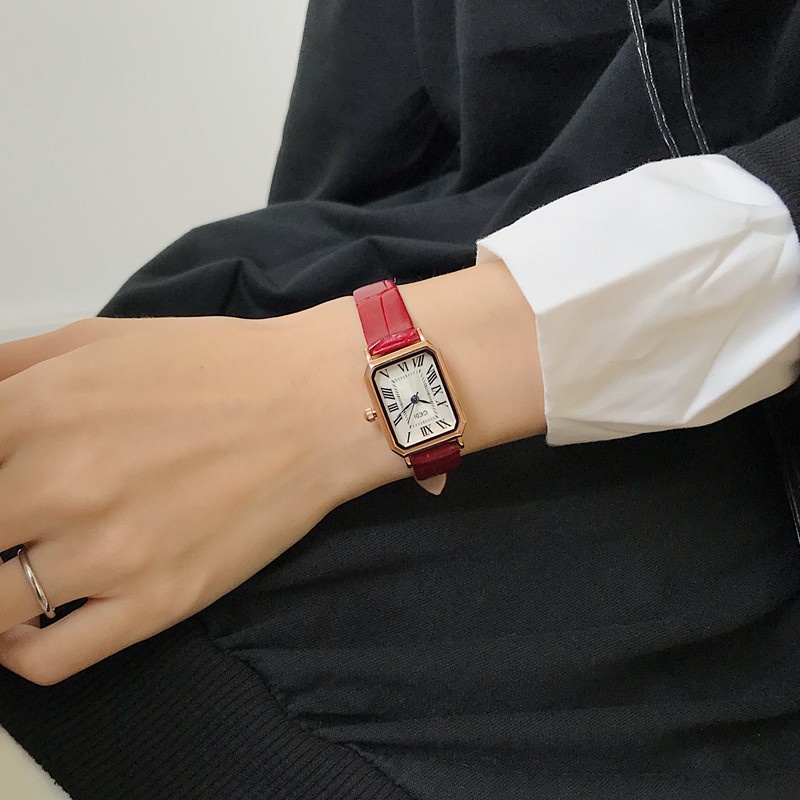 Đồng Hồ Đeo Tay Mặt Vuông Cao Cấp Thời Trang Dành Cho Nữ