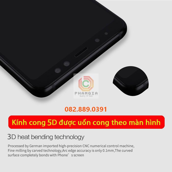 Kính cường lực Samsung A6 2018 full keo, full màn, chuẩn