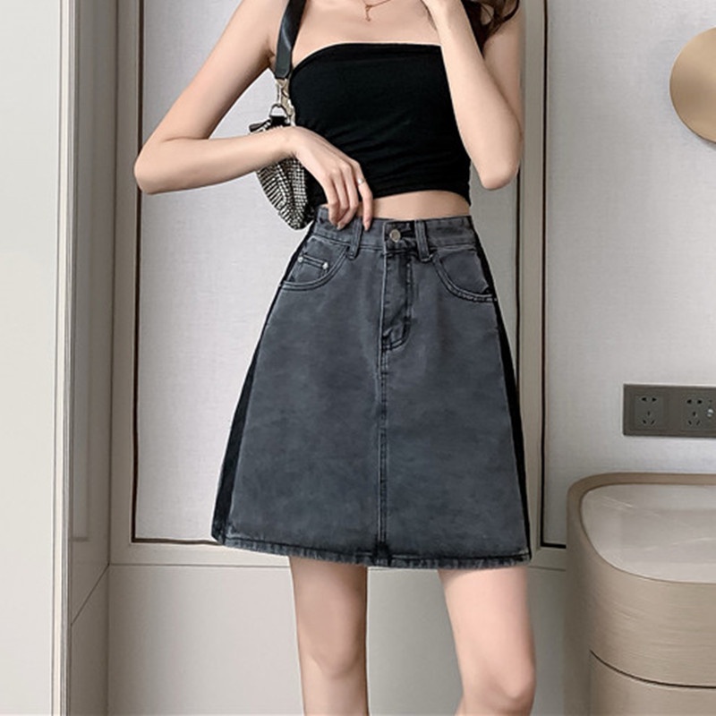 Chân váy jean SUXI dáng chữ A lưng cao thời trang mùa hè dành cho nữ
